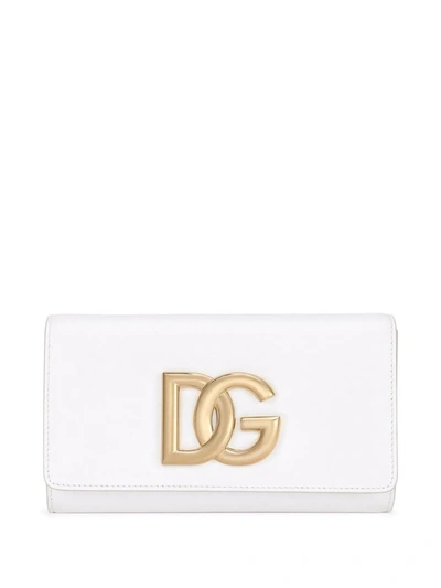Shop Dolce & Gabbana 3.5 Leather Clutch Bag In White