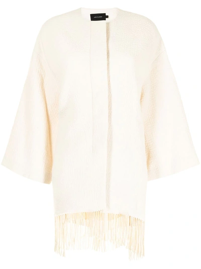 Shop Low Classic Fringed-hem Textured Cape In White