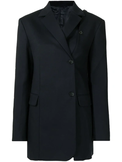 偏中心搭扣西装夹克