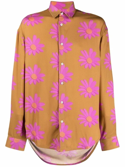 Shop Jacquemus 3d Floral-print Shirt In Nude
