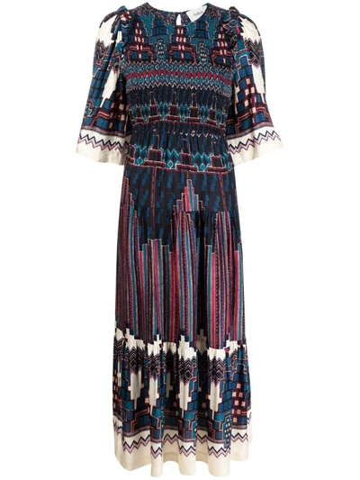 Shop Ba&sh Mandie Geometric-print Dress In Blau