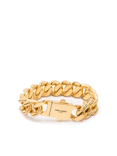 Shop Saint Laurent Curb Chain Bracelet In Gold