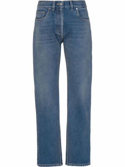 Shop Prada Low-rise Organic-denim Jeans In Blue