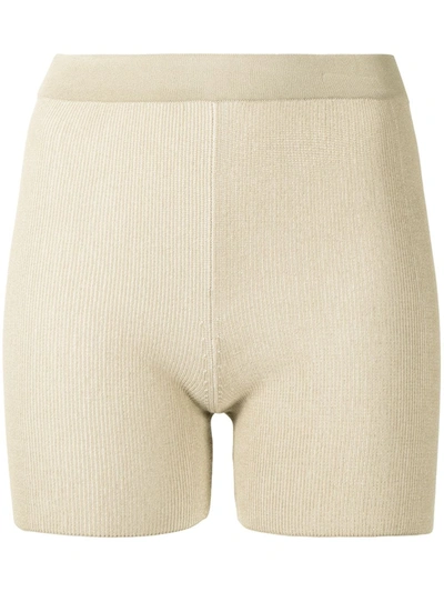 Shop Jacquemus Arancia Ribbed-knit Shorts In Nude