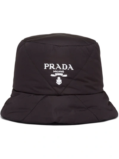 Shop Prada Padded Re-nylon Bucket Hat In Schwarz