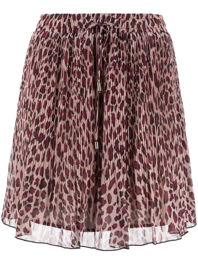 Shop Liu •jo Leopard Print Mini Skirt In T5975 Marrone