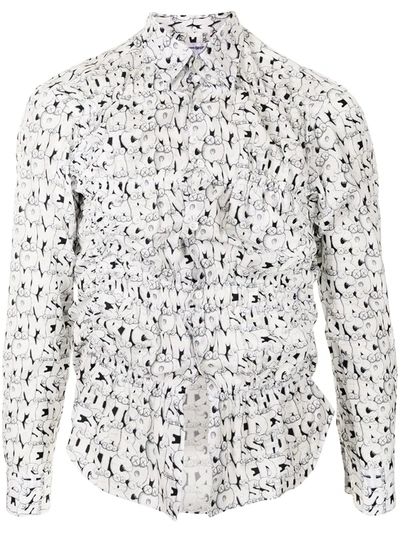 Shop Comme Des Garçons Shirt Logo-print Cotton Shirt In 白色