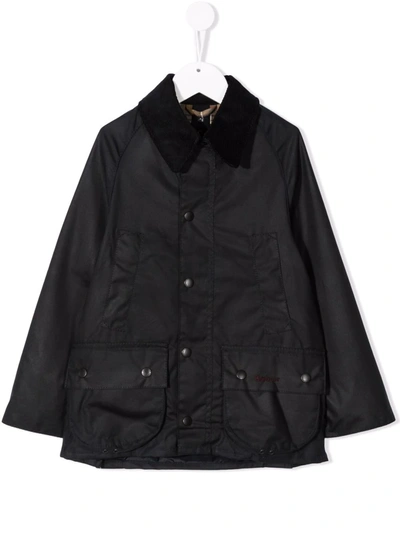 Shop Barbour Single-breasted Waxed Jacket In 蓝色