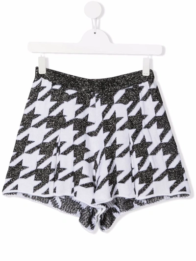 Shop Simonetta Teen Houndstooth-pattern Knitted Shorts In 黑色