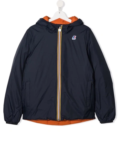 Shop K-way Long-sleeve Padded Jacket In 蓝色