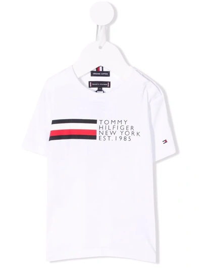 Shop Tommy Hilfiger Junior Logo Print T-shirt In 白色