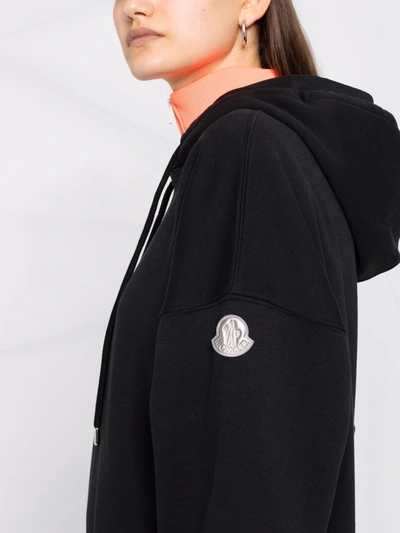 Moncler Logo Back Cotton Blend Hoodie In Black