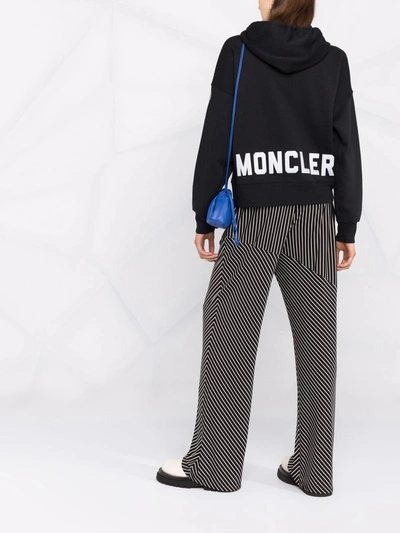 Moncler Logo Back Cotton Blend Hoodie In Black