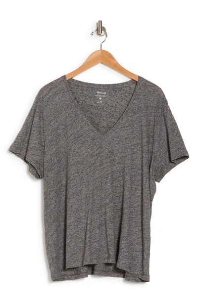 Shop Madewell Whisper Cotton V-neck T-shirt In Hthr Pewter