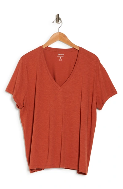 Shop Madewell Whisper V-neck T-shirt In Lava Rock