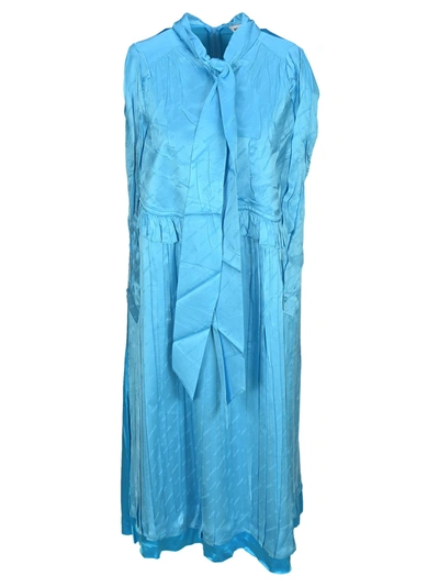 Shop Balenciaga Sleeveless Patched Dress In Turquoise