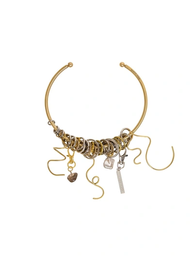 Shop Marine Serre Golden Brass Necklacewith Decoration In Metallic