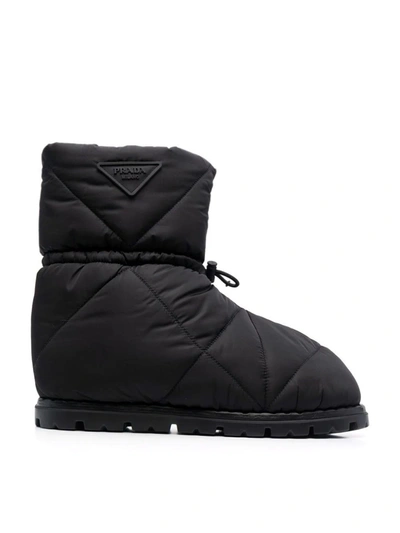 Shop Prada Re-nylon Padded Boots In Black