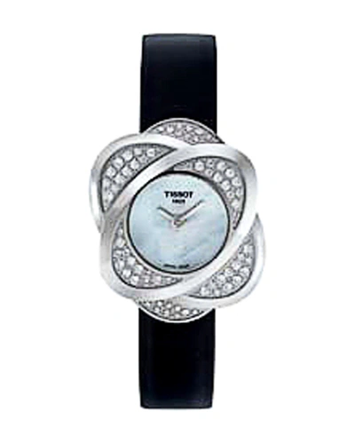 Shop Tissot Precious Flower Mother Of Pearl Dial Ladies Watch T03.1.125.80 In Black / Mother Of Pearl