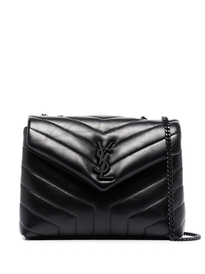 Shop Saint Laurent Monogram Loulou Small Leather Shoulder Bag In Black
