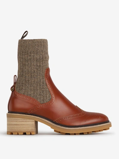 Shop Chloé Franne Sock Ankle Boots In Brown