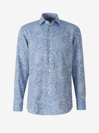 Shop Etro Paisley Printed Buttoned Shirt In Blue