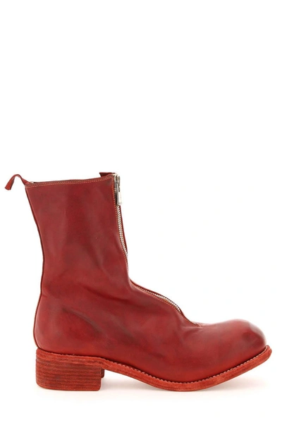 Shop Guidi Pl2 Front Zip Ankle Boots In Red