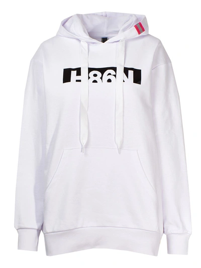 Shop Hogan Logo Print Drawstring Sweatshirt In White