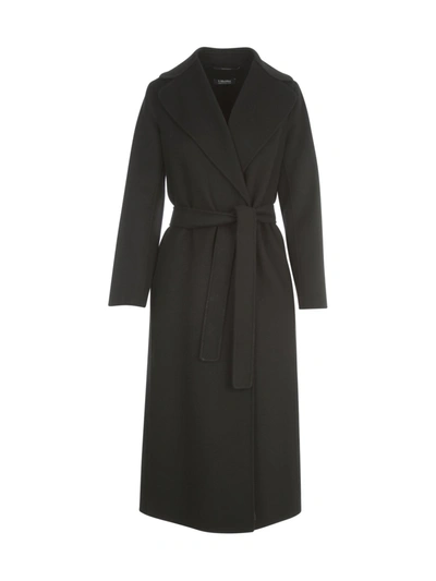 Shop Max Mara Poldo Belted Coat In Black