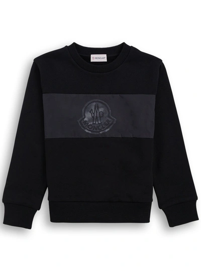 Shop Moncler Enfant Logo Panelled Sweatshirt In Black