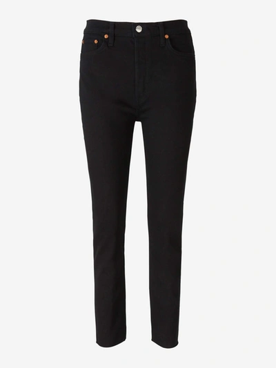 Shop Re/done High Rise Cropped Jeans In Black