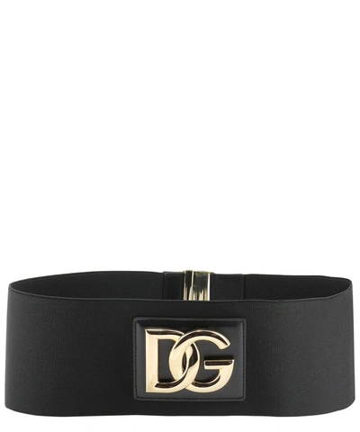 Shop Dolce & Gabbana "dg" Elastic Belt In Black  