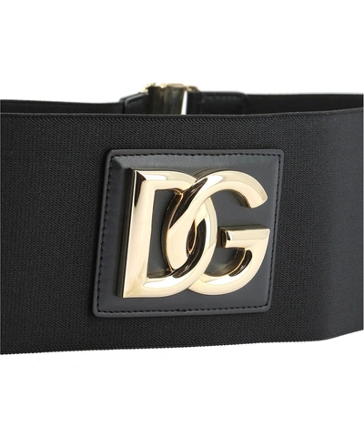 Shop Dolce & Gabbana "dg" Elastic Belt In Black  