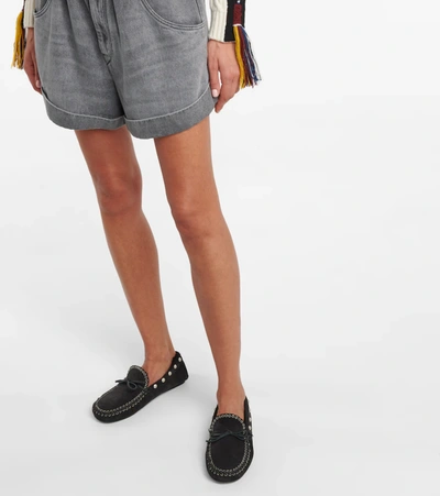 Shop Isabel Marant Faomee Suede Moccasins In Black