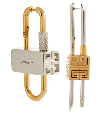 Shop Givenchy Lock Asymmetric Earrings In Gold