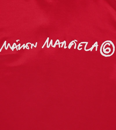 Mm6 Maison Margiela Teen Logo-print Rib-trimmed Hoodie In Red