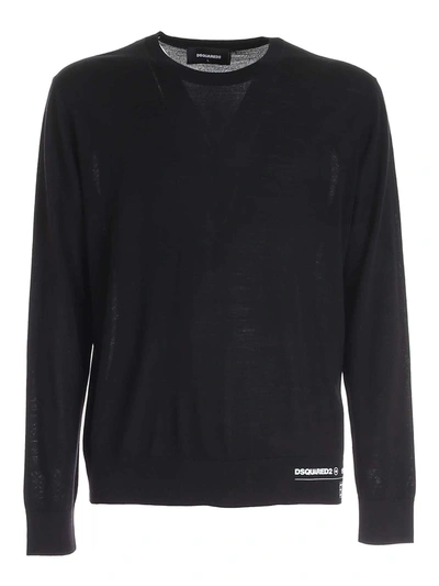Shop Dsquared2 Hem Logo Sweater In Black