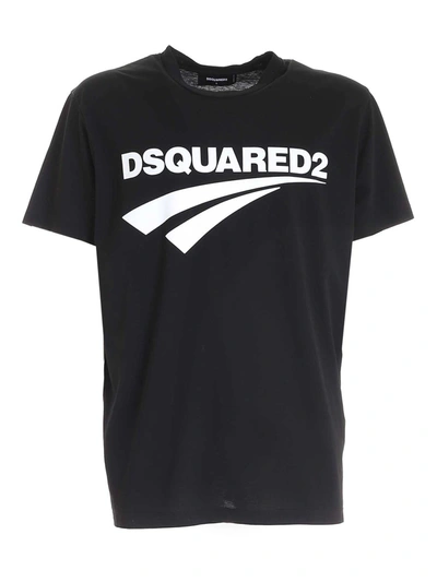 Shop Dsquared2 White Logo Print T-shirt In Black