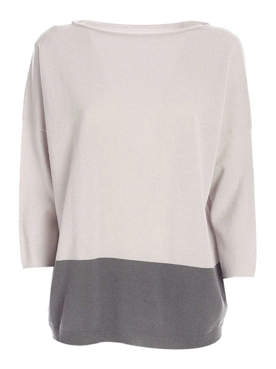 Shop Le Tricot Perugia Color Block Sweater In Grey