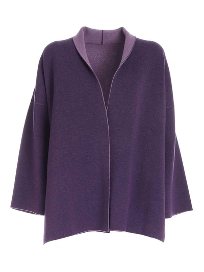 Shop Le Tricot Perugia Kimono Cardigan In Purple