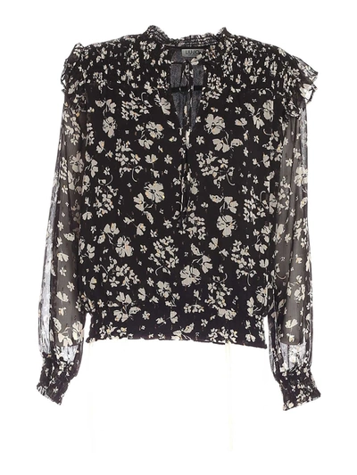 Shop Liu •jo Floral Printed Blouse In Black And White