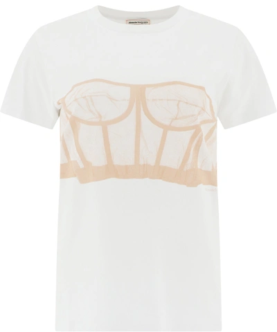 Shop Alexander Mcqueen Bustier Print Crewneck T In White