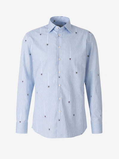Shop Etro Spider Print Buttoned Shirt In Blue
