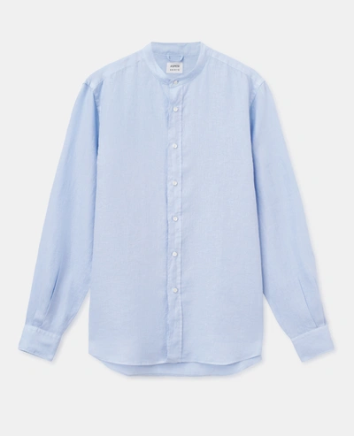 Shop Aspesi Lightweight Linen Shirt In Sky Blue