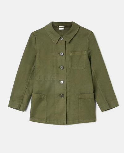 Shop Aspesi Linen-cotton Gabardine  Work  Shirt-jacket In Military