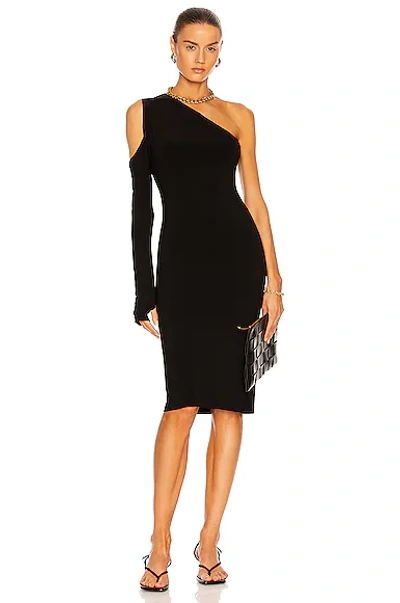 Shop Norma Kamali One Shoulder One Sleeve Dress In Black