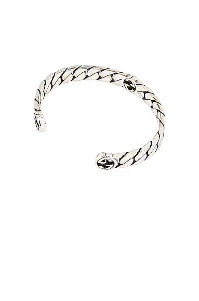 Shop Gucci Interlocking G Bracelet In Shiny Silver