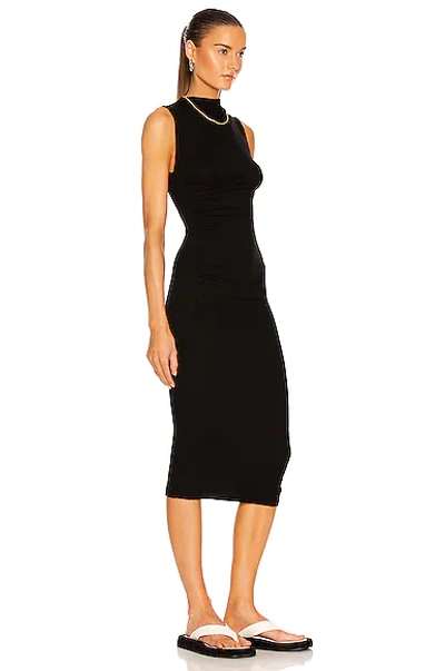 Shop Enza Costa Silk Rib Sleeveless Twist Midi Dress In Black