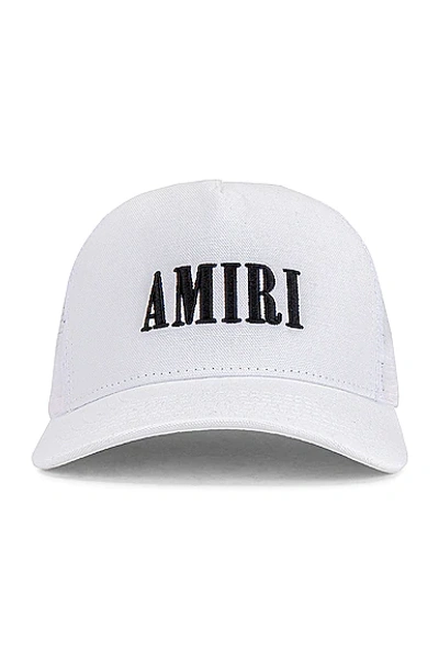 Shop Amiri Core Logo Trucker Hat In White & Black