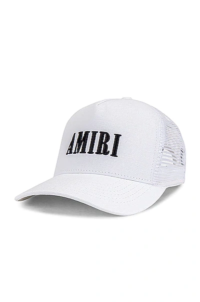 Shop Amiri Core Logo Trucker Hat In White & Black